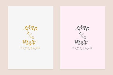 ZG baş harfleri düğün modern çiçek el yapımı süsleme vektör premium tasarımı