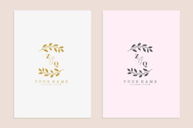 ZQ 'nun baş harfleri düğün modern çiçek el yapımı süsleme vektör prim tasarımı.