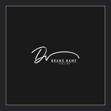 lüks ilk DV logosu imzalı el yazısı imzası siyah arkaplanda izole edildi