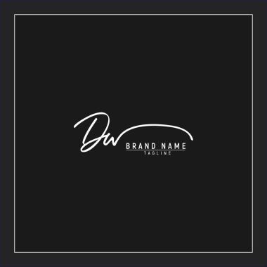 lüks ilk DW logosu imzalı el yazısı imzası siyah arkaplanda izole edildi