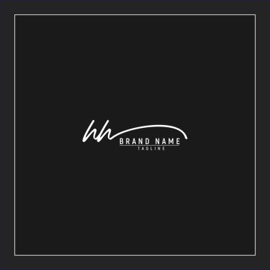 lüks ilk HH logosu imzalı el yazısı imzası siyah arkaplanda izole edildi