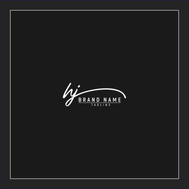 lüks ilk HJ logosu imzalı el yazısı imzası siyah arkaplanda izole edildi