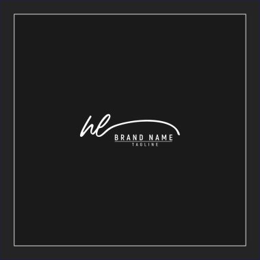 lüks ilk HL logosu imzalı el yazısı imzası siyah arkaplanda izole edildi