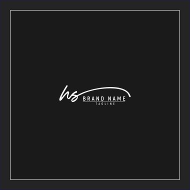 lüks ilk HS logosu imzalı el yazısı imzası siyah arkaplanda izole edildi