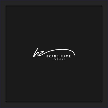 lüks ilk HZ logosu imzalı el yazısı imzası siyah arkaplanda izole edildi