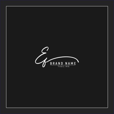 Lüks ilk EF logosu imzalı el yazısı imzası siyah arkaplanda izole edildi