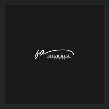 lüks başlangıçlı FA logosu imzalı el yazısı imzası siyah arkaplanda izole edilmiş