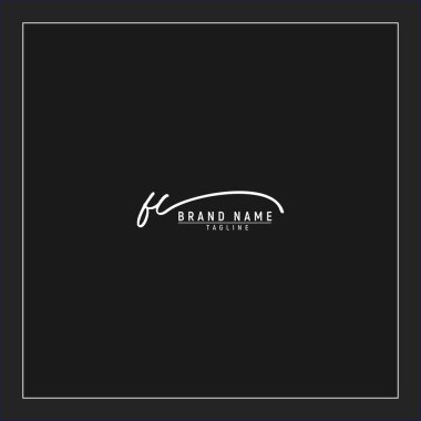 Lüks ilk FC logosu imzalı el yazısı imzası siyah arkaplanda izole edildi