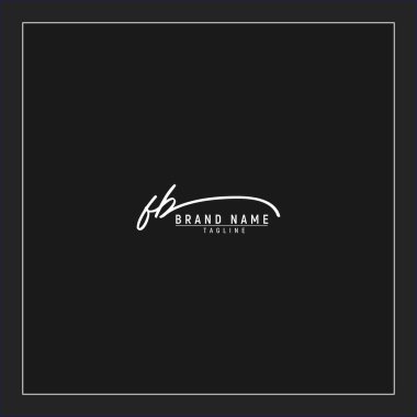 lüks ilk FB logosu imzalı el yazısı imzası siyah arkaplanda izole edildi