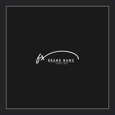 lüks ilk FX logosu imzalı el yazısı imzası siyah arkaplanda izole edildi