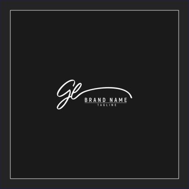 lüks GL başlangıç logosu imzalı el yazısı imzası siyah arkaplanda izole edilmiş