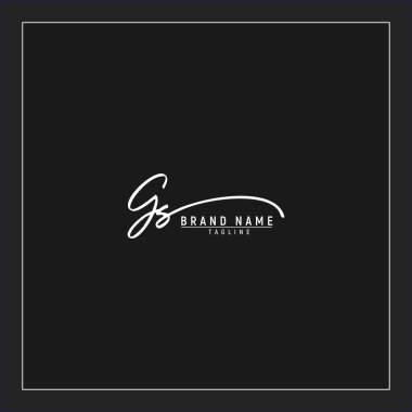 lüks GS başlangıç logosu imzalı el yazısı imzası siyah arkaplanda izole edildi