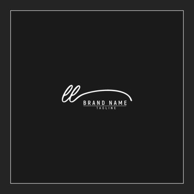 Lüks LL başlangıç logosu imzalı el yazısı imzası siyah arkaplanda izole edildi