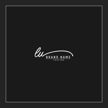LU logosunun baş harfleri siyah arkaplanda izole edilmiş el yazısı imzası.