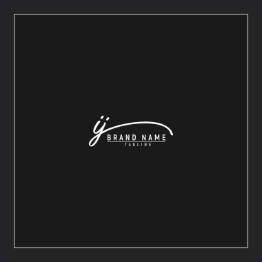 Lüks ilk IJ logosu imzalı el yazısı imzası siyah arkaplanda izole edildi