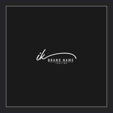 lüks ilk IK logosu imzalı el yazısı imzası siyah arkaplanda izole edildi