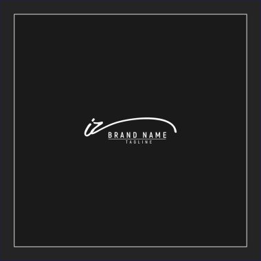 lüks ilk IZ logosu imzalı el yazısı imzası siyah arkaplanda izole edildi