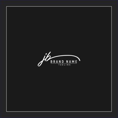 Lüks ilk JB logosu imzalı el yazısı imzası siyah arkaplanda izole edildi