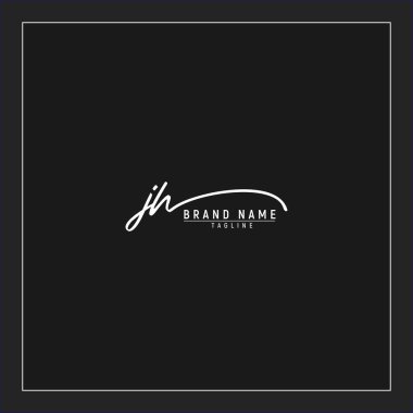 Lüks ilk JH logosu imzalı el yazısı imzası siyah arkaplanda izole edildi