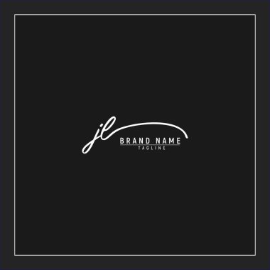 lüks ilk JL logosu imzalı el yazısı imzası siyah arkaplanda izole edildi