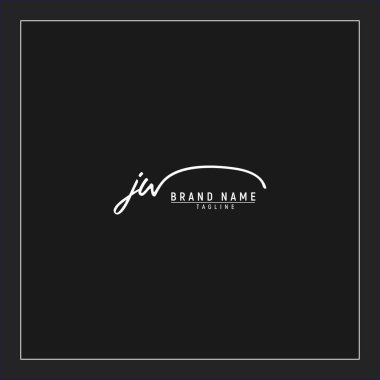 Lüks ilk JW logosu imzalı el yazısı imzası siyah arkaplanda izole edildi