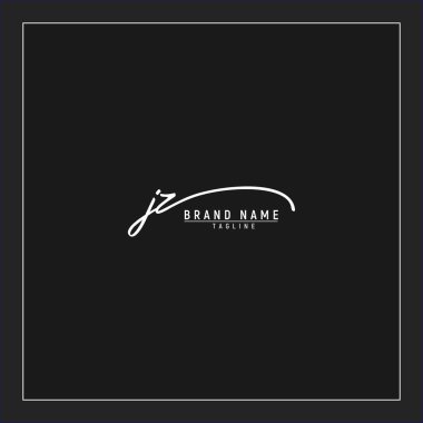 Lüks ilk JZ logosu imzalı el yazısı imzası siyah arkaplanda izole edildi