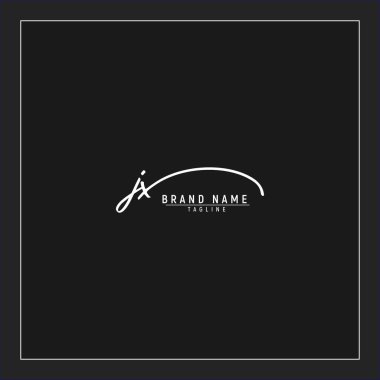 Lüks ilk JX logosu imzalı el yazısı imzası siyah arkaplanda izole edildi