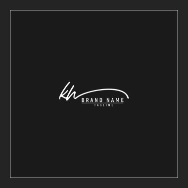 lüks ilk KH logosu imzalı el yazısı imzası siyah arkaplanda izole edildi