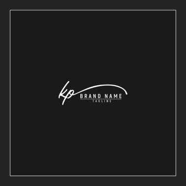 lüks ilk KP logosu imzalı el yazısı imzası siyah arkaplanda izole edildi