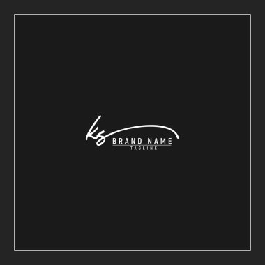 lüks KS başlangıç logosu imzalı el yazısı imzası siyah arkaplanda izole edilmiş