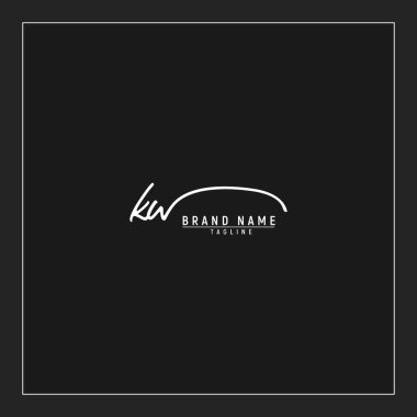 lüks ilk KW logosu imzalı el yazısı imzası siyah arkaplanda izole edildi