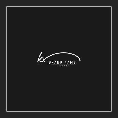 lüks ilk KX logosu imzalı el yazısı imzası siyah arkaplanda izole edildi