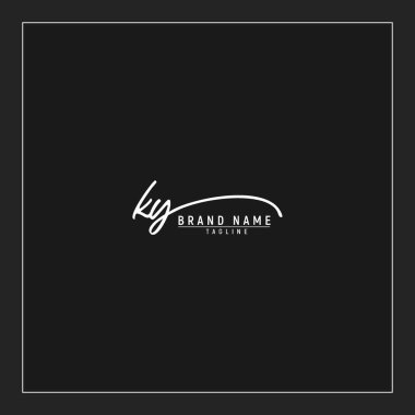 lüks ilk KY logosu imzalı el yazısı imzası siyah arkaplanda izole edildi