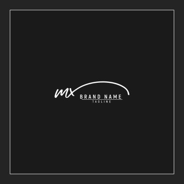 lüks ilk MX logosu imzalı el yazısı imzası siyah arkaplanda izole edildi