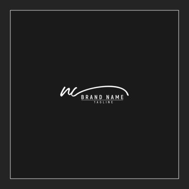 lüks ilk NB logosu imzalı el yazısı imzası siyah arkaplanda izole edildi