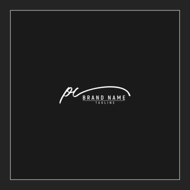 lüks ilk PC logosu imzalı el yazısı imzası siyah arkaplanda izole edildi