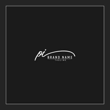 lüks ilk PI logosu imzalı el yazısı imzası siyah arkaplanda izole edildi