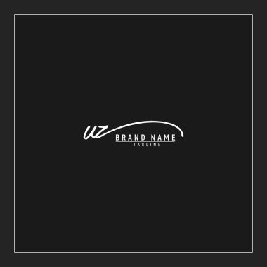 lüks ilk UZ logosu imzalı el yazısı imzası siyah arkaplanda izole edildi
