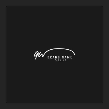 lüks QW başlangıç logosu imzalı el yazısı imzası siyah arkaplanda izole edilmiş