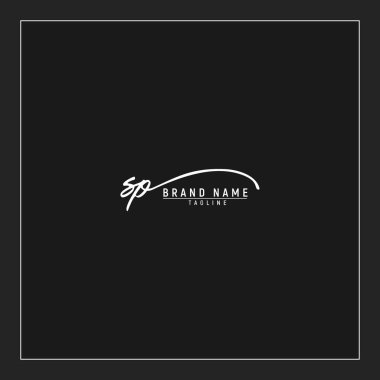 lüks ilk SP logosu imzalı el yazısı imzası siyah arkaplanda izole edildi