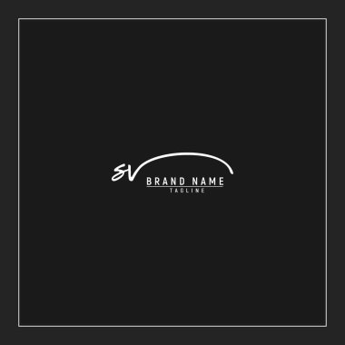 lüks ilk SV logosu imzalı el yazısı imzası siyah arkaplanda izole edildi