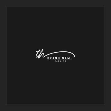 lüks TH başlangıç logosu imzalı el yazısı imzası siyah arkaplanda izole edilmiş
