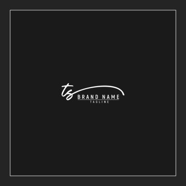 lüks TS başlangıç logosu imzalı el yazısı imzası siyah arkaplanda izole edilmiş