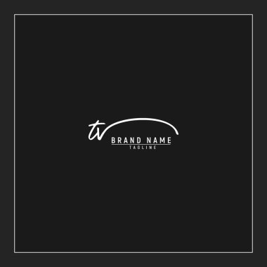 Lüks TV başlangıç logosu imzalı el yazısı imzası Siyah arkaplanda izole