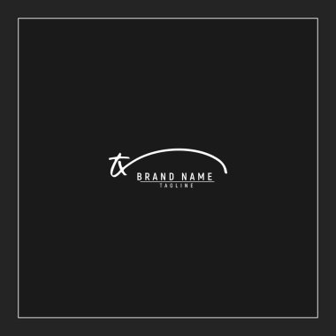 Lüks ilk TX logosu imzalı el yazısı imzası siyah arkaplanda izole edildi