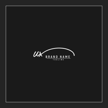 lüks UX başlangıç logosu imzalı el yazısı imzası siyah arkaplanda izole edilmiş