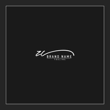 Lüks ilk ZC logosu imzalı el yazısı imzası siyah arkaplanda izole edildi