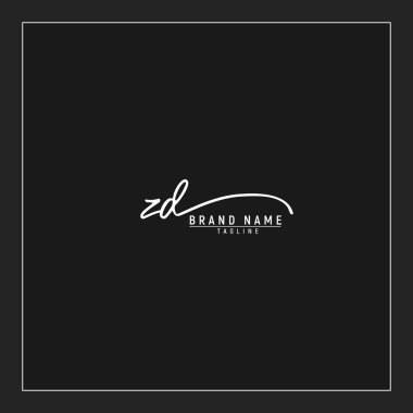 lüks ilk ZD logosu imzalı el yazısı imzası siyah arkaplanda izole edildi
