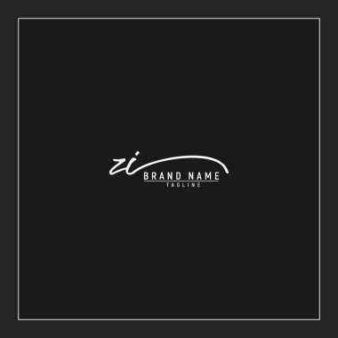 lüks ilk ZI logosu imzalı el yazısı imzası siyah arkaplanda izole edildi