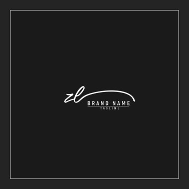lüks ilk ZL logosu imzalı el yazısı imzası siyah arkaplanda izole edildi